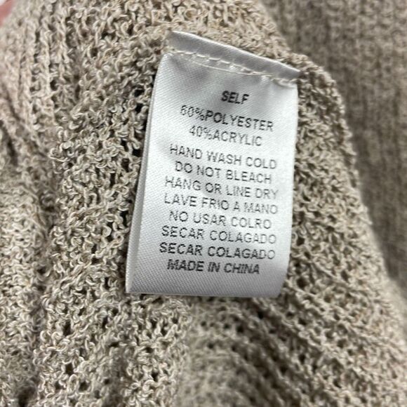 Kye Mi Women's Knitted Open Front Bishop sleeve Long Cardigan Sweater Tan Small - Picture 8 of 11